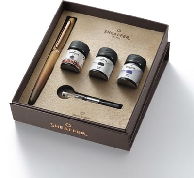 Sheaffer - Vulpen - Giftset VFM M - Coffee Edition Matt Brown - 3 x 10 ml Skrip inkt - SF-G0942853-15