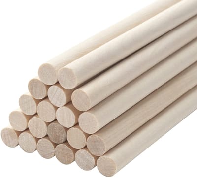 Dailygoods- Houten Deuvels 20 Stuks - 9,5 mm x 30 cm - Ronde Houten Stokjes - Berkenhout - Onbewerkt - Voor Knutselen en Doe-Het-Zelf - Knutselstokjes