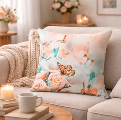 Velvet Butterfly Dreams Collection Kussenhoes - Vlinders - Bloemen - Sierkussenhoes - 45x45 cm