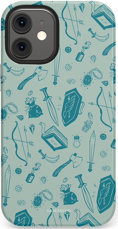 Casetastic Hoesje Geschikt voor Apple iPhone 12 Mini - Stijlvolle Beschermende Duo-layer Case - Avontuurlijke buit vol wapens