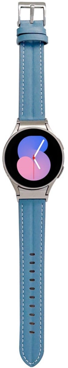 Luxe leren bandje - geschikt voor Samsung Galaxy Watch 7 (40 & 44mm) / Watch 6 (Classic) / Watch 5 (Pro) / Watch 4 (Classic) / Watch FE - leer met gesp - blauw