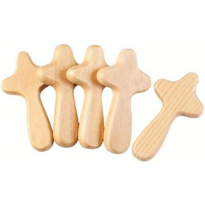 5 Stuks Handvast Houten Zakgebed Portable Vasthouden Kruisen Christelijke Gift voor Vasthouden Sieraden Maken Kerk Religieus Gebed