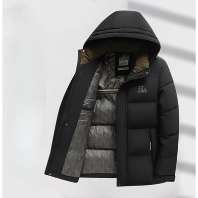 Herfst en Winter Capuchon Middelbare leeftijd Business Casual Verdikte Warme Katoengevoerde Jas 5XL zwart