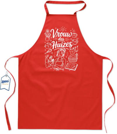 Basics - Unisex Schort - kookschort - keukenschort - BBQ schort - 65 x 90 cm - 100% katoen - vrouw des huizes - rood