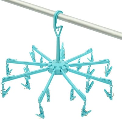 Droogcarrousel - blauw - droogmolen - 18 knijpers - 48 cm - Droogrek/Droogmolen/Wasrekje