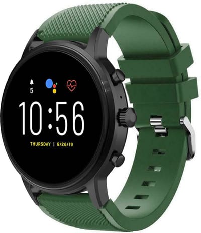 Strap-it Siliconen swartwatch bandje - geschikt voor Fossil Gen 5 / Fossil Gen 5e 44mm / Fossil Gen 6 44mm - legergroen
