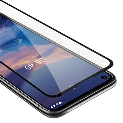 Cadorabo Screenprotector geschikt voor Nokia 5.4 Volledig scherm pantserfolie Beschermfolie in TRANSPARANT met ZWART - Gehard (Tempered) display beschermglas in 9H hardheid met 3D Touch