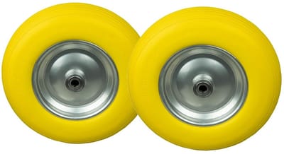 2x Massief Rubber Kruiwagenwiel 400mm met Kogellager - Sterke Reservewielen