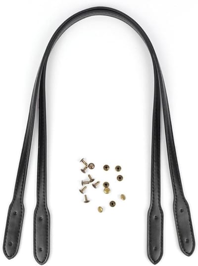 Set van 2 PU Leren Tas Handvatten met Gaten, 1.2x72cm Vervangende Handvatten voor DIY Tasprojecten, Zwart, Ideaal voor Handtassen en Accessoires