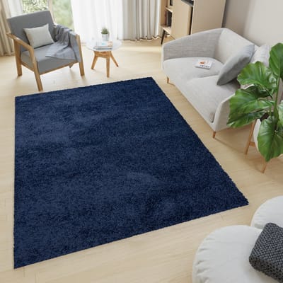 Tapiso Essence Vloerkleed Blauw Hoogpolig Shaggy Tapijt Maat- 200x300