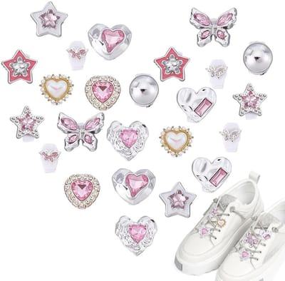 Dailygoods- Schoenveters Charms 24 Stuks - 12 Stijlen - Duurzaam - Lichtgewicht - Hars/Legering - Strass Details - Schattige Decoratie - Schoenaccessoires