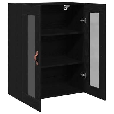 vidaXL - Wandkast - Zwart - Eiken - 69,5 - x - 34 - x - 90 - cm - Bewerkt - hout