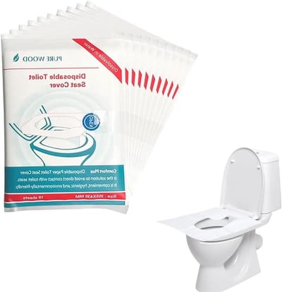 Allecto Plus - Waterdichte toiletbrillen voor kinderen en volwassenen (50 stuks) - Hygiënisch papier en kunststof - Afzonderlijk verpakt - Geschikt voor zakenreizen - Afneembare hoes - 425 x 360 mm