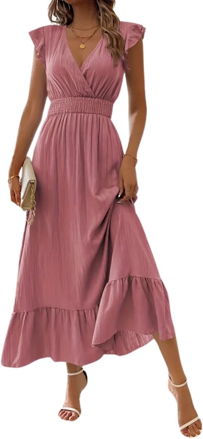 Livano Zomerjurk Dames - Zomerjurken - Volwassen - Jurk - Ibiza Stijl - Sundress - Roze - Maat S