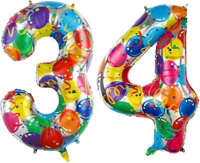 Cijfer Ballonnen Ballon Cijfer 34 Verjaardag Versiering Feest Helium Ballonnen Cijferballon Folieballon Kleur Xl Formaat