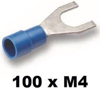 Cimco geïsoleerde vorkkabelschoen vertind 1,5-2,5mm² M4 - blauw per 100 stuks (180144)