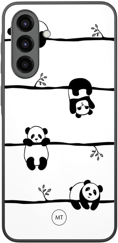 Hoesje geschikt voor Samsung Galaxy A36 - Panda - TPU Hard Case Backcover - Zwart, Wit - Mooie Telefoonhoesjes