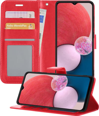 Hoesje - Geschikt voor Samsung Galaxy A13 5G - Luxe Bookcase - Walletcase Hoes - Portemonnee - Cover - Telefoonhoes - Rood