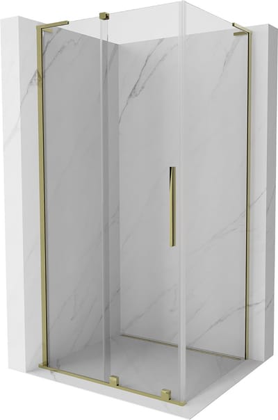 Mexen Velar L cabine de douche schuifdeur 90 x 70 , transparant, goud - 871-090-070-03-50