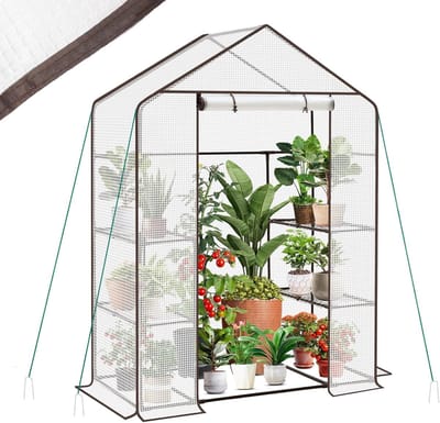 Famanu – Stabiele foliekas met 4 planken, broeikas voor optimale plantengroei, 200 x 145 x 75 cm, wit, XL