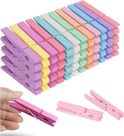 100 Stuks Gekleurde Houten Wasknijpers Bulk 7,4 cm - Voor Decoratie, Knutselen en Kleding Ophangen