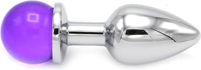 Kiotos - Aluminium Buttplug Met Glinsterende Ronde Siersteen - Paars