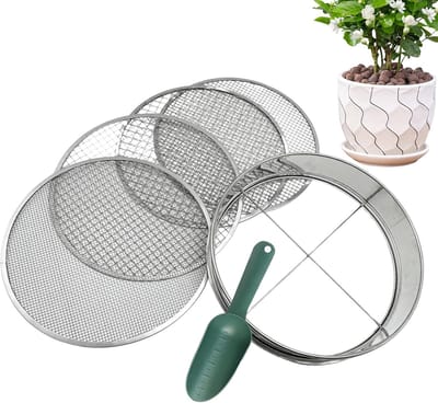 Vloerzeef Tuinzeef - Compost Zeef - Bodem Verfijnen - Roestvrij Staal - 30 x 30 cm - Zilver