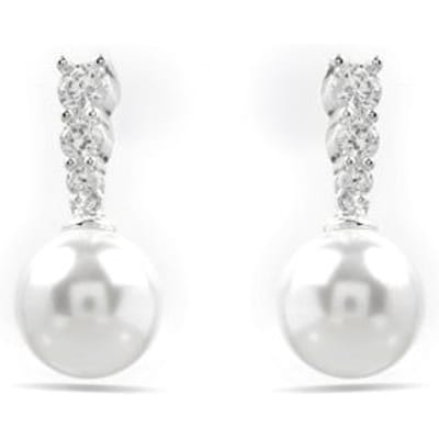 Luxenter oorbellen met witte parel zilverkleurige afwerking - Anvithi