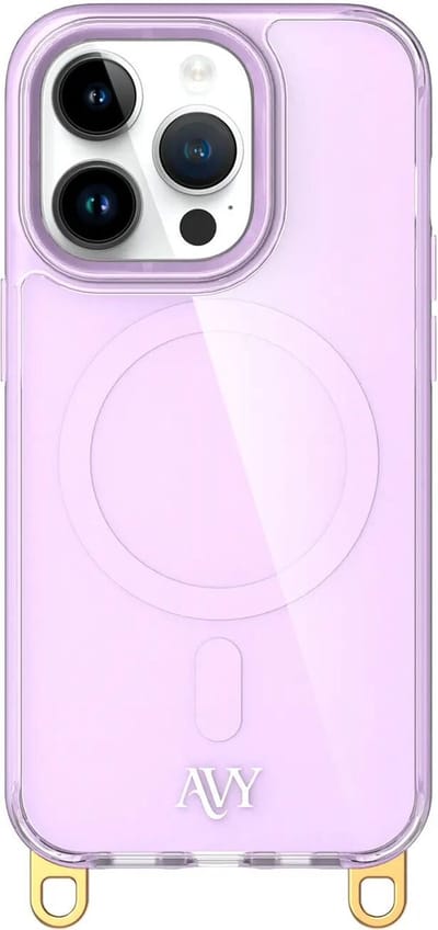 AVY Hoesje geschikt voor Apple iPhone 13 Pro | Compatibel met MagSafe | Back Cover | Haakjes voor koord | Paars
