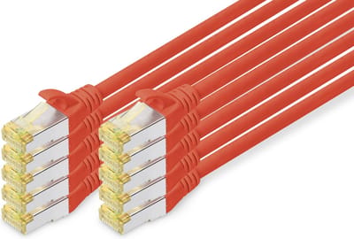 DIGITUS CAT 6A S/FTP Patchkabel, 10 stuks, 1m, rood