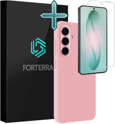 Hoesje Met Screenprotector - Geschikt voor Samsung Galaxy S26 - Sterk & Shockproof - Telefoon Hoes - Back Cover - Siliconen Case - Lichtroze