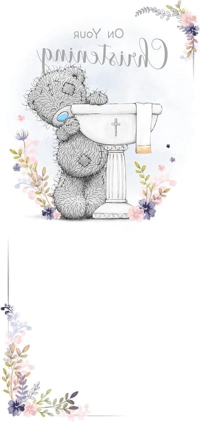 Doopkaart met Beer - Wenskaart Baby - Geboorte Vieren - Handgetekende Illustratie - A5 Formaat - Veelkleurig