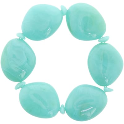 Behave – armband – turquoise – brede kraal – elastisch – zomertrend – nikkelvrij