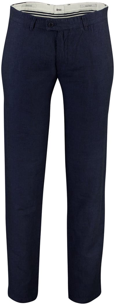 Chino Brax Fabio donkerblauw linnen wijde fit