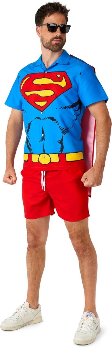 Suitmeister Superman™ - Heren Zomer Set - Superman Pak - Halloween Kostuum - Carnavalskleding - Maat L