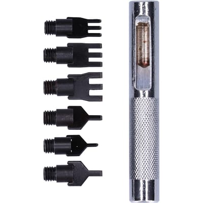 Lederen Prong Set Metalen Verwisselbare Platte Beitel Bit Gatpons Stikgereedschap met Handvat black