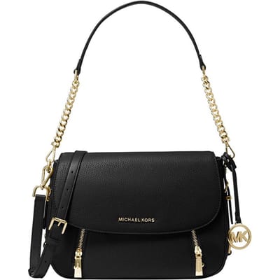 Michael Kors Bedford Letter Logo Ketting Effen Kleur Leer Schouder Crossbody Tote Tas Dames handtassen Zwart 30F9G06L2L-BLACK Basic Set (Bag+Dust Bag) black