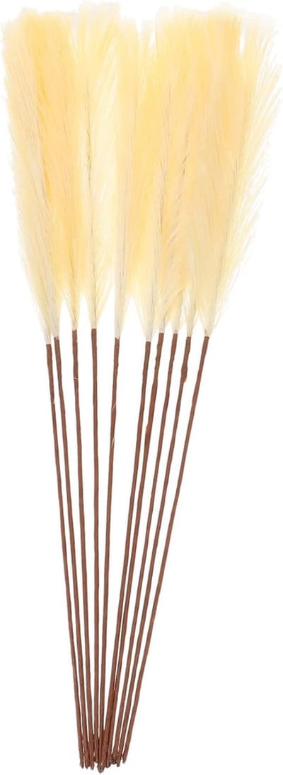 Gedroogde Bloemen - Pluimen Decoratie - Feestelijke Decoratie - Natuurlijk Uiterlijk - 50cm Lengte - Geel