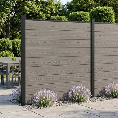 vidaXL - Hekset - 353 - x - 186 - cm - WPC - en - Aluminium - Grijs