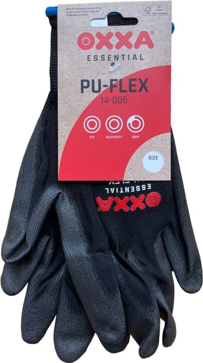 M-Safe Oxxa handschoen PU-Flex 14-086 Zwart maat 9/L - Set à 12 paar