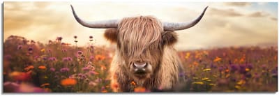 Schilderij Lente schotse hooglander - 52 x 156 - Hout - REINDERS