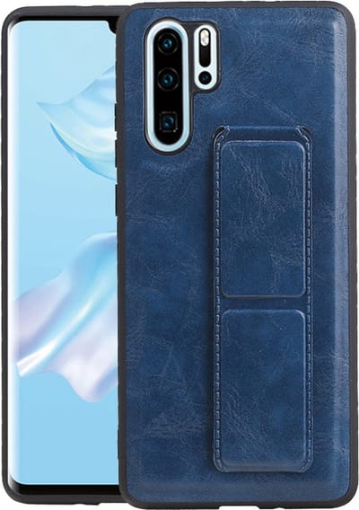 Grip Stand Hardcase Backcover - Telefoonhoesje - Achterkant Hoesje - Geschikt voor Huawei P30 Pro - Blauw