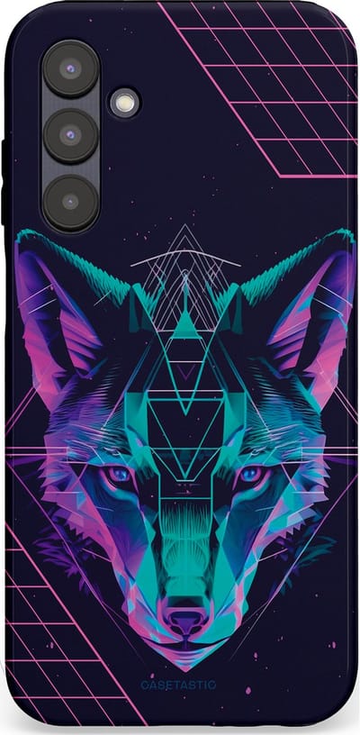 Casetastic hoesje geschikt voor Samsung Galaxy A25 - Dubbellaagse bescherming - Neon Wolf - Fashion Case - Donkerblauw