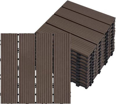 Terrastegels - Kliktegels Composiet - Buiten Vloeren - Duurzaam Houtvezel - 30x30cm 2m² - Koffiebruin