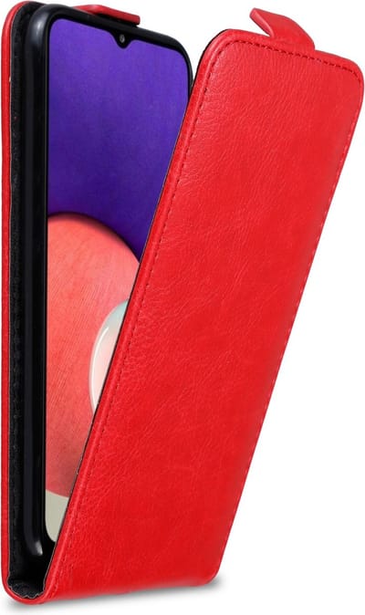 Cadorabo Hoesje geschikt voor Samsung Galaxy A22 5G in APPEL ROOD - Beschermhoes in flip design Case Cover met magnetische sluiting