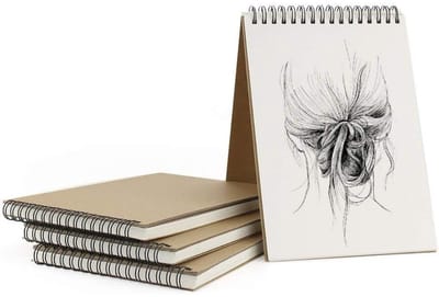 longziming -Spiraal Schetsboek - Tekenblok - Kunstnotitieboekje - Vloeivrij 160g Papier - Oogvriendelijk Crèmewit - Duurzaam Kraftpapier - Robuuste Bescherming - Ideaal Voor Onderweg - 4 Stuks