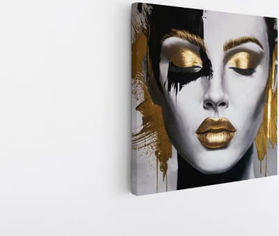 Saammp Canvas Schilderij - Goud - Vrouw - abstract - 20x20 - Foto op canvas - Wanddecoratie - Muurdecoratie Woonkamer - Slaapkamer decoratie - Canvas Print