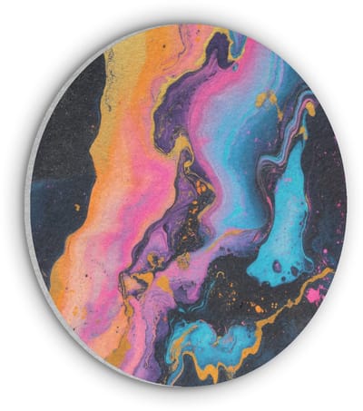 Akoestisch wandpaneel rond 30x30 cm - Vilt schilderij Modern - Marmer - Oranje - Ronde akoestische panelen - Geluidsdempende wanddecoratie - Geluidsisolatie wandcirkel - Muurdecoratie geluidspanelen