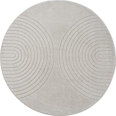 Karpet24 Eclipse – Modern laagpolig vloerkleed, geometrisch patroon in grijs-Ø 120 cm
