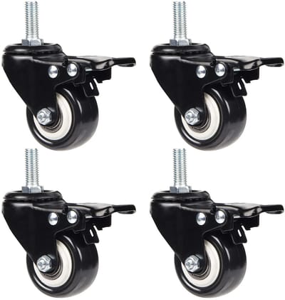 Dailygoods- Transportwielen 50 mm - Zwenkwielen met Rem - Meubelwieltjes - Zwenkwielen voor Meubels - Hoogwaardige PVC - Laadcapaciteit 200 kg - Meubelwielen